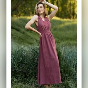 Joyfolie Pink Halter Maxi Sundress for Weddings (T21)